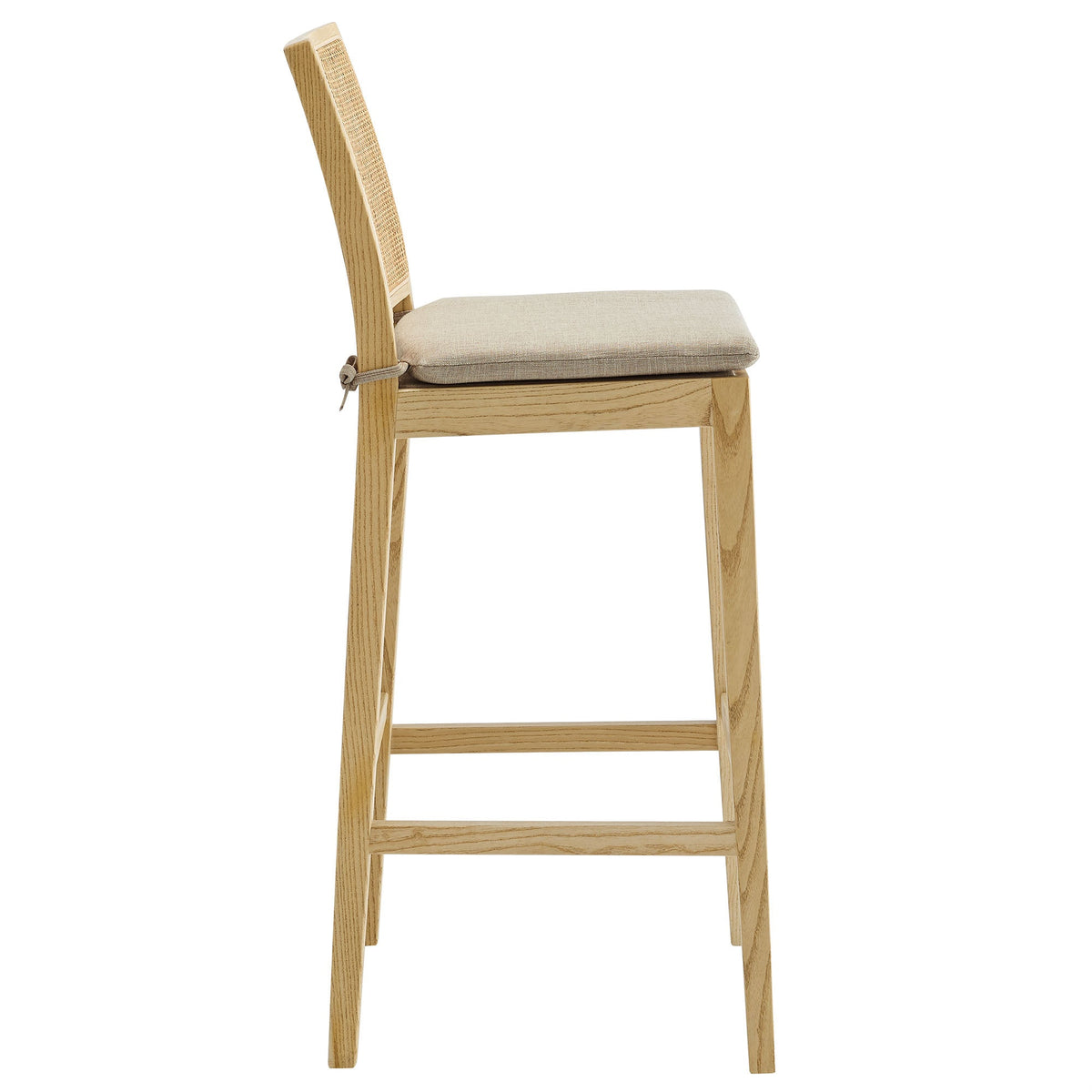 Ovard wood and rattan bar stool with beige upholstered seat and woven back by Modway on Tampa Home & Garden Store