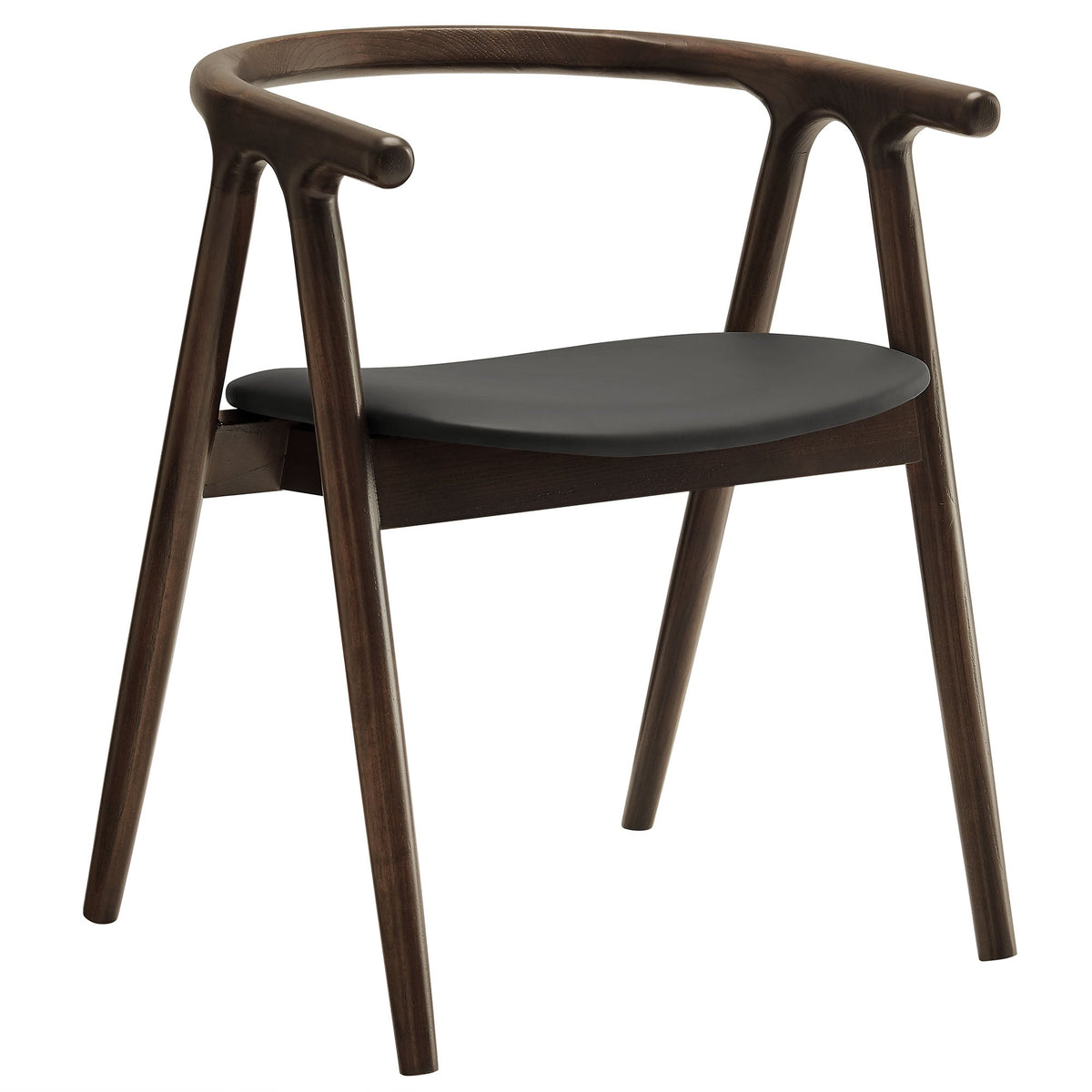 Henry vegan leather and wood dining chair by HouseOfZazla dark wood frame and black seat on Tampa Home & Garden Store