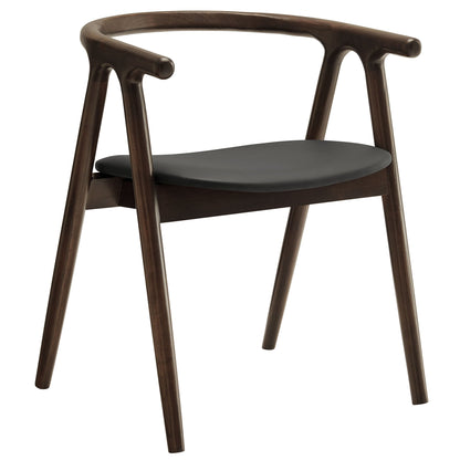 Henry vegan leather and wood dining chair by HouseOfZazla dark wood frame and black seat on Tampa Home & Garden Store