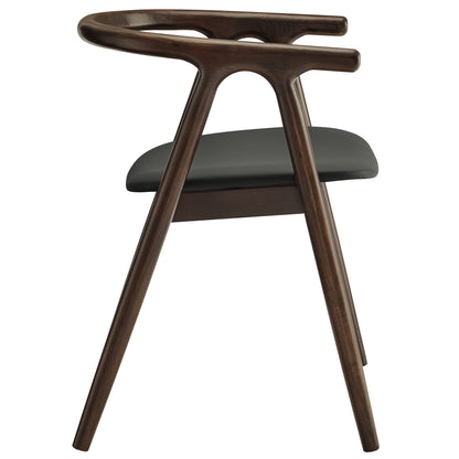Henry Vegan Leather and Wood Dining Chair with dark wood frame and black seat on Tampa Home & Garden Store