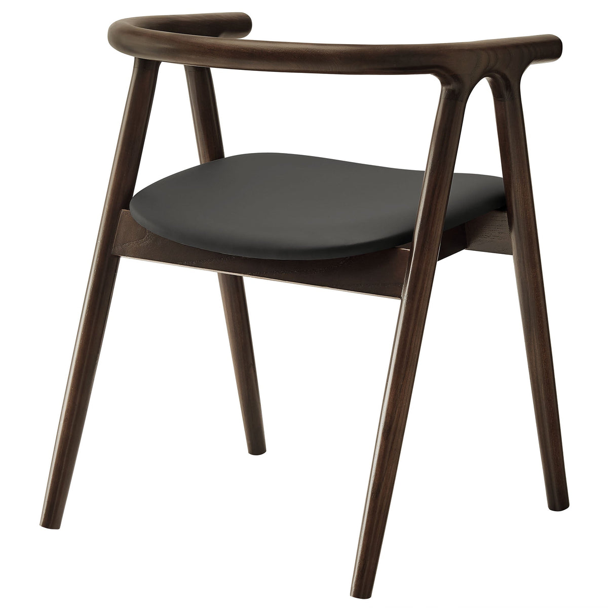 Henry vegan leather and wood dining chair by HouseOfZazla, dark wood frame with black seat on Tampa Home & Garden Store