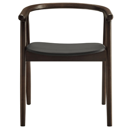 Henry vegan leather and wood dining chair with dark wood frame and gray seat by HouseOfZazla on Tampa Home & Garden Store