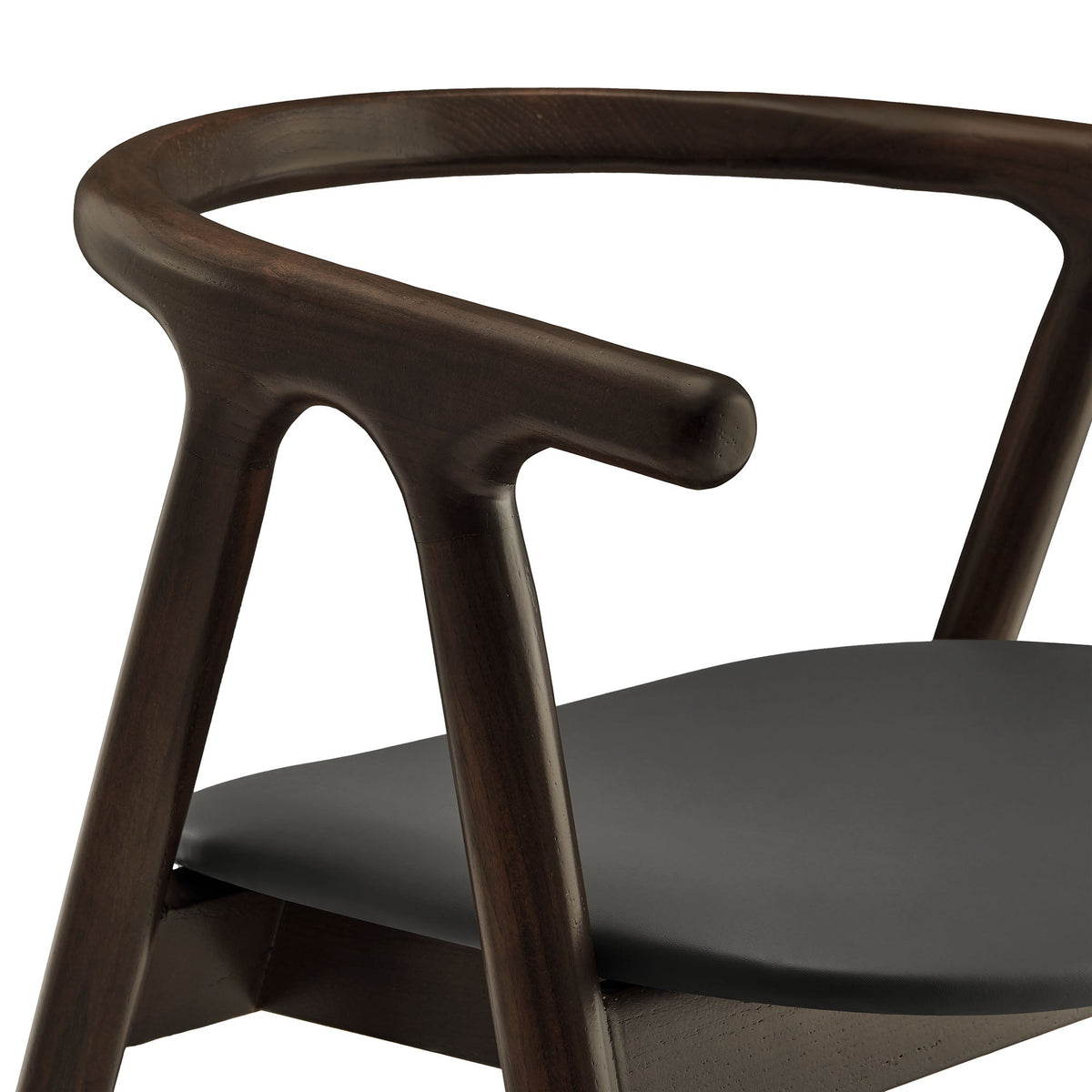 Henry vegan leather & wood dining chair by HouseOfZazla, dark walnut frame, black seat on Tampa Home & Garden Store