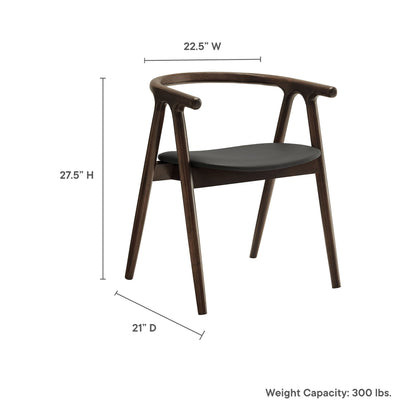 Henry vegan leather and wood dining chair with dark walnut frame and black vegan leather seat on Tampa Home & Garden Store