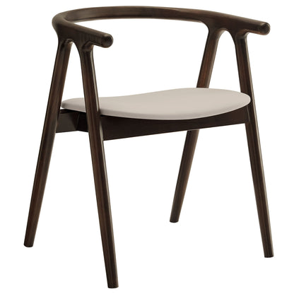 Henry vegan leather and wood dining chair by HouseOfZazla, dark frame, light beige seat on Tampa Home & Garden Store