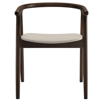 Henry vegan leather Dining Chair with dark wood frame and white seat by HouseOfZazla on Tampa Home & Garden Store