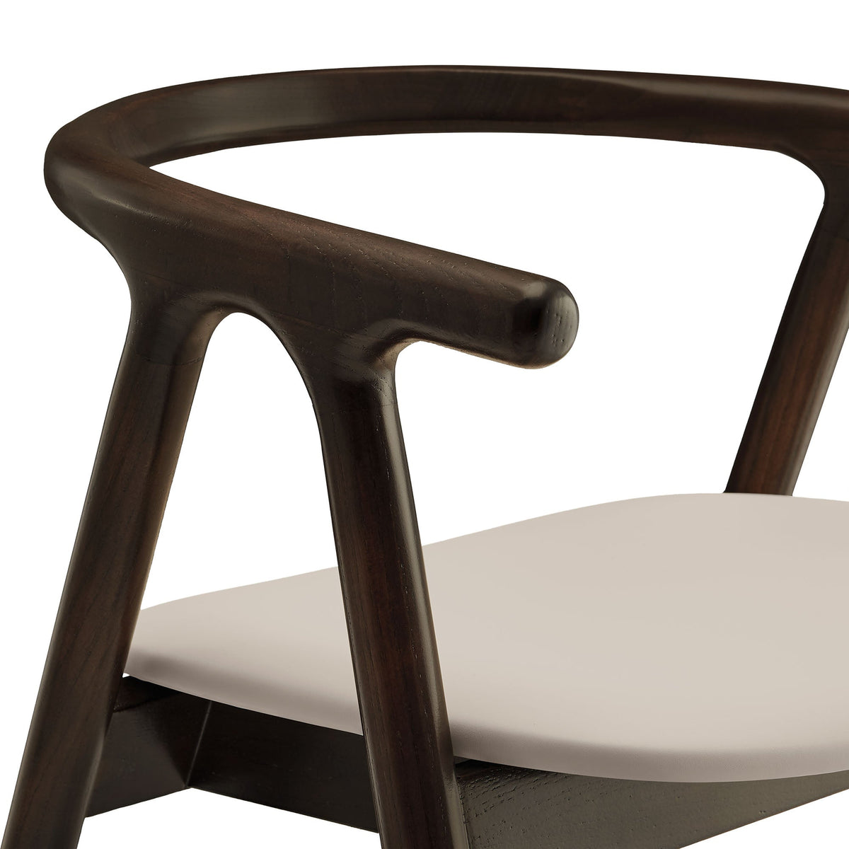 Henry vegan leather and wood dining chair dark walnut frame beige seat on Tampa Home & Garden Store