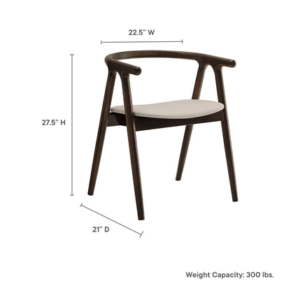 Henry vegan leather and wood dining chair, dark walnut frame with cream seat, HouseOfZazla on Tampa Home & Garden Store