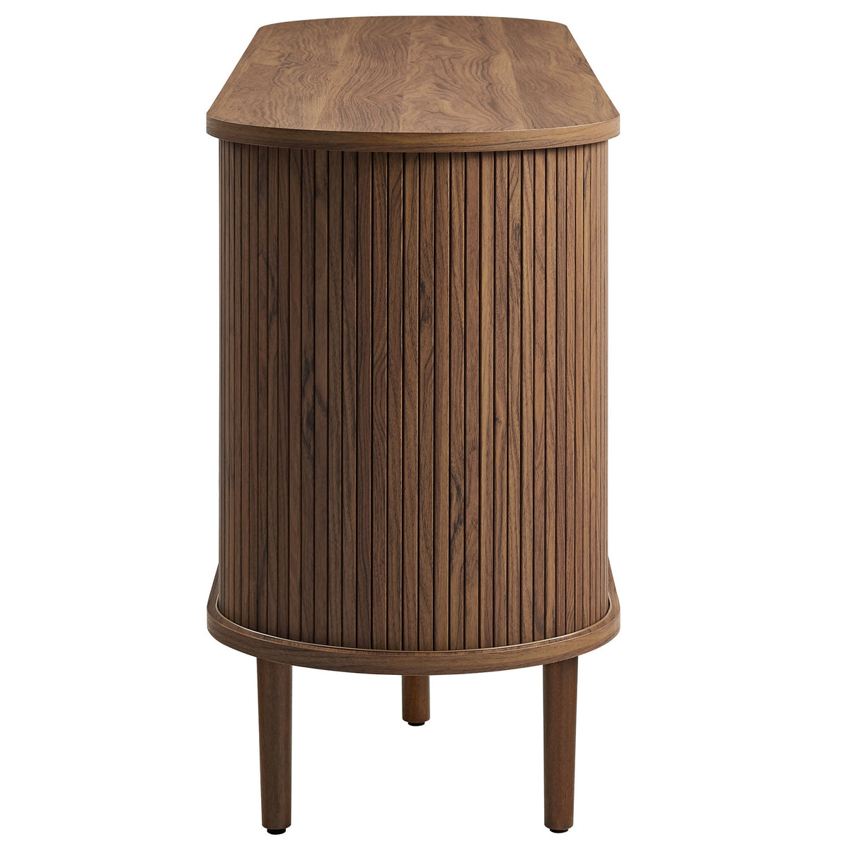 Harlan 67-inch fluted oval sideboard cabinet in warm wood finish on Tampa Home & Garden Store