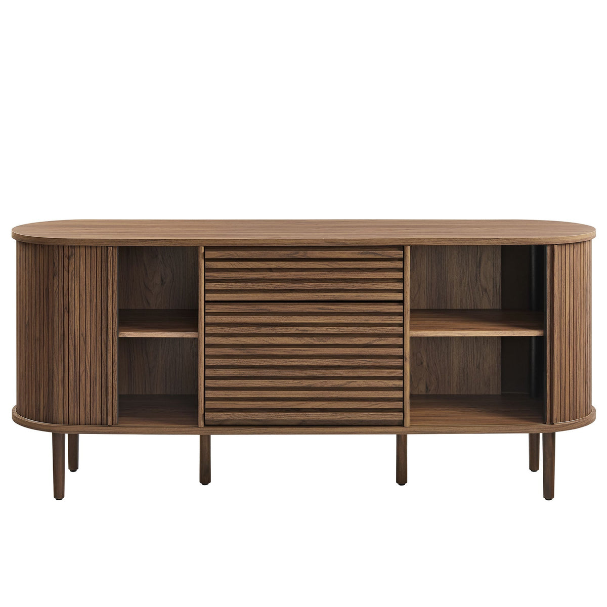 Harlan 67in fluted oval sideboard cabinet in walnut finish with slatted drawers by Modway on Tampa Home & Garden Store