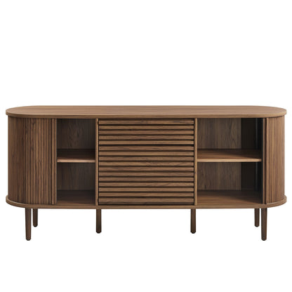 Harlan 67in fluted oval sideboard cabinet in walnut finish with slatted drawers by Modway on Tampa Home & Garden Store