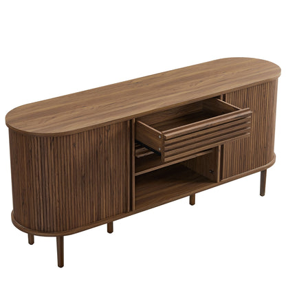 Harlan 67in fluted oval sideboard cabinet with warm wood finish by Modway on Tampa Home & Garden Store