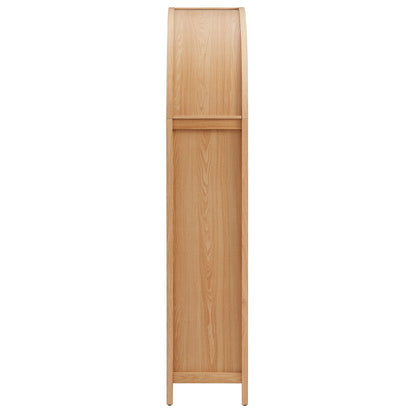 Calista 79-inch rattan arched storage cabinet in natural wood finish with open lower shelf on Tampa Home & Garden Store
