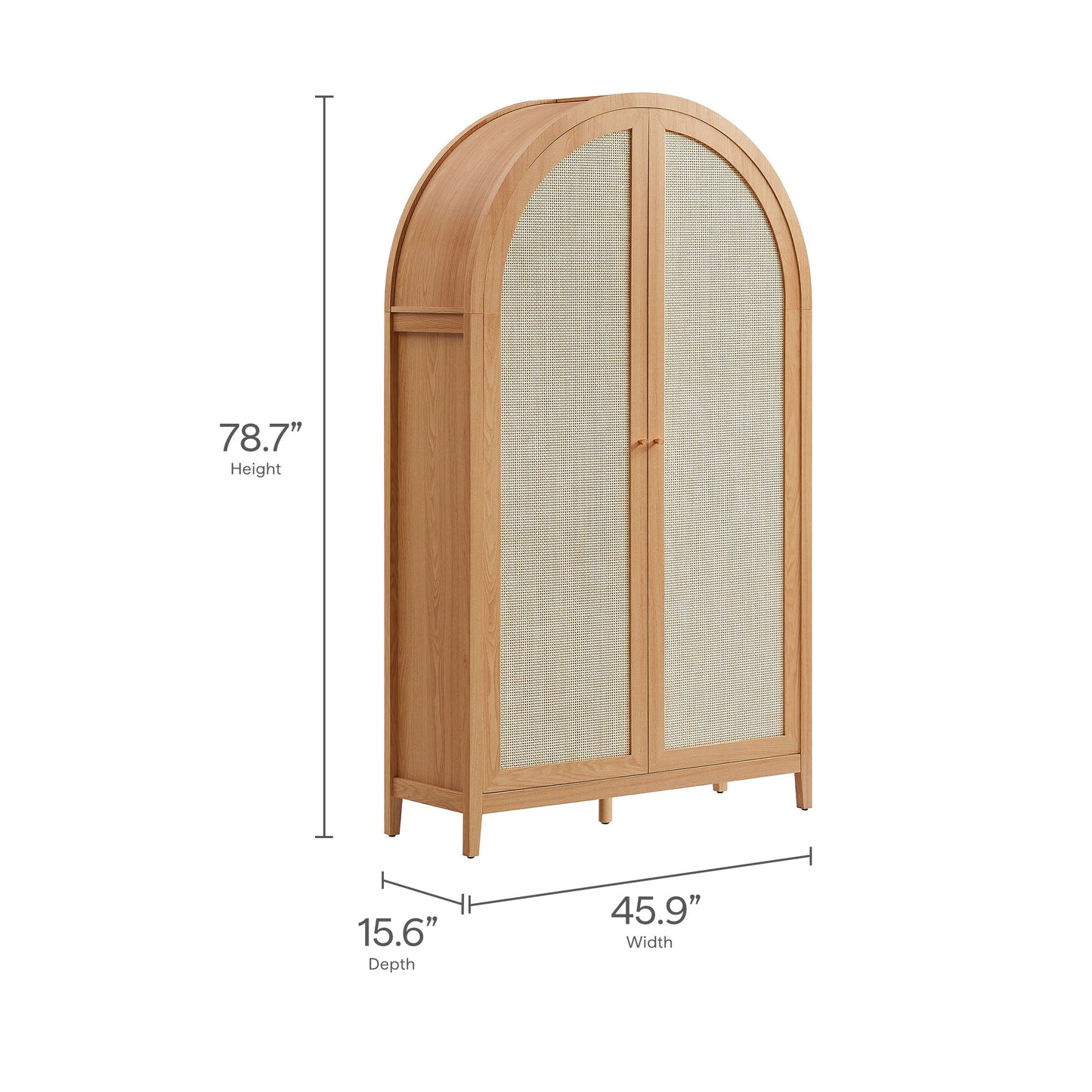 Calista 79in tall rattan arched storage cabinet with cane doors natural wood by HouseOfZazla on Tampa Home & Garden Store