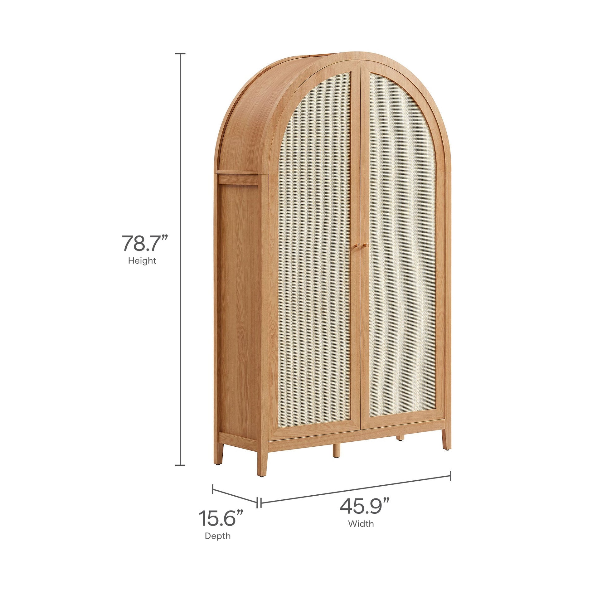 Calista 79in tall rattan arched storage cabinet with cane doors natural wood by HouseOfZazla on Tampa Home & Garden Store