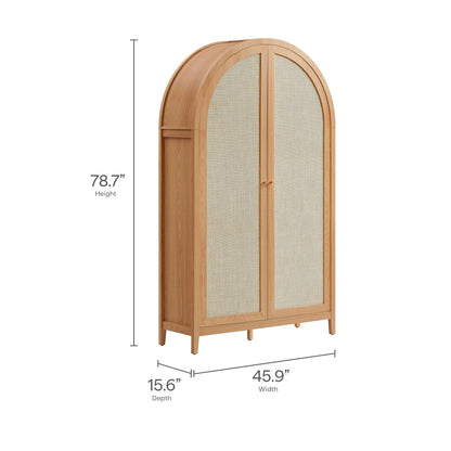 Calista 79in tall rattan arched storage cabinet with cane doors natural wood by HouseOfZazla on Tampa Home & Garden Store