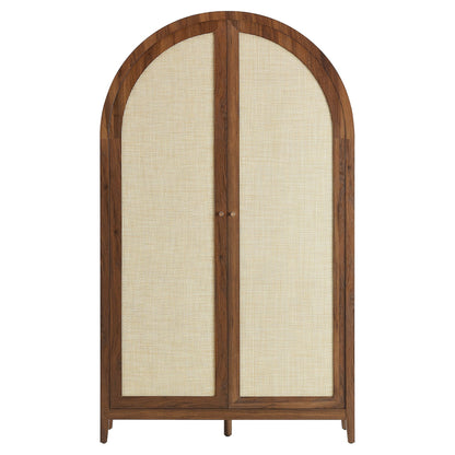 Calista 79in tall rattan arched storage cabinet with wood frame and cane panels by Modway on Tampa Home & Garden Store