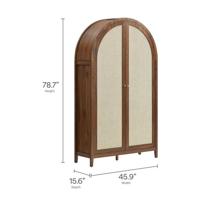 Calista 79in tall rattan arched cabinet with cane panel doors by Modway on Tampa Home & Garden Store
