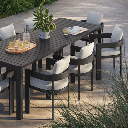 Tahoe 9-Piece outdoor aluminum dining set with extendable table by Modway, black frame on Tampa Home & Garden Store