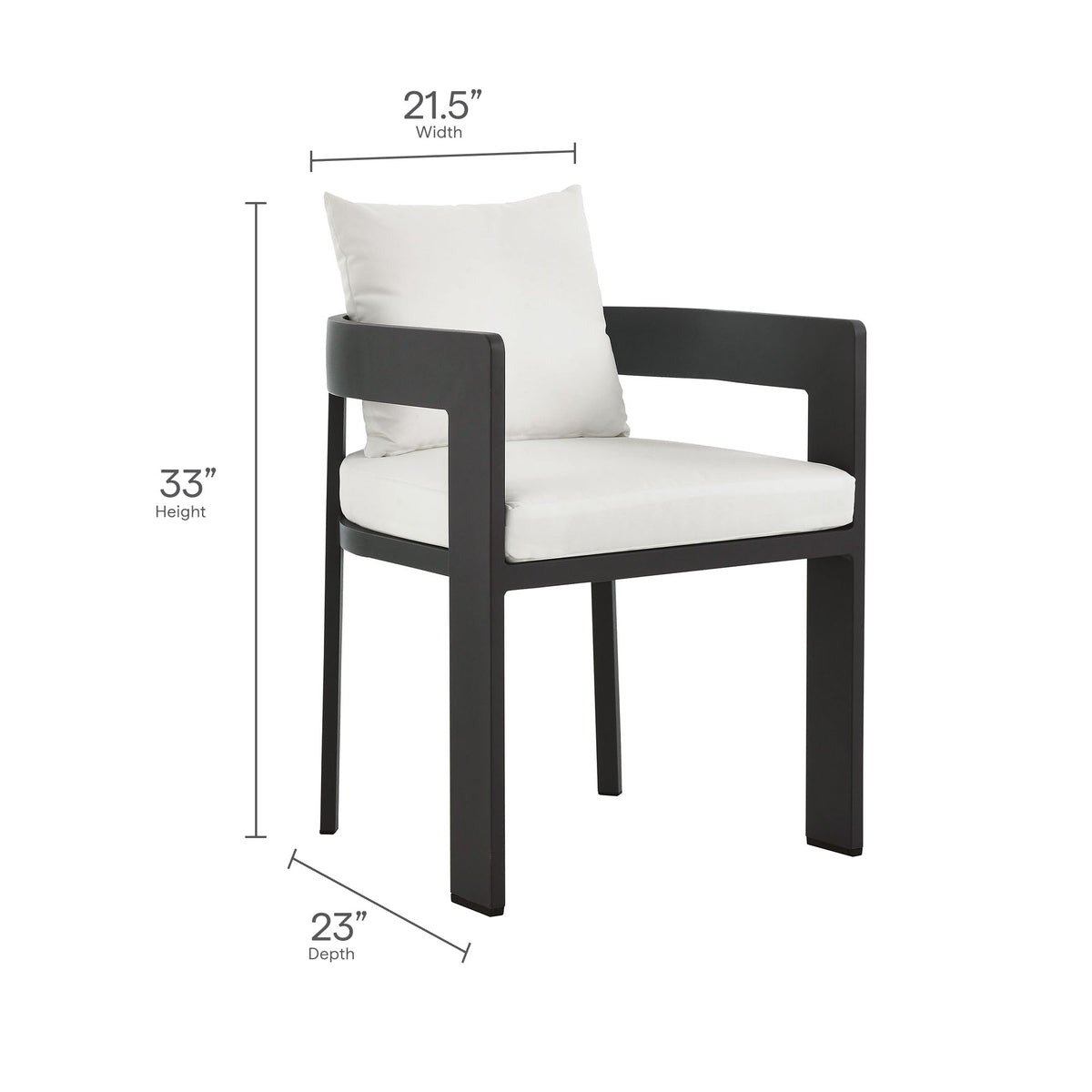 Tahoe outdoor dining chair from Modway 9-piece patio set with black aluminum frame and white cushions on Tampa Home & Garden Store
