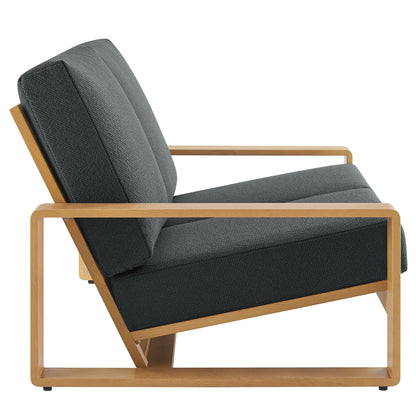 Lirienne Outdoor Aluminum Faux Wood Loveseat