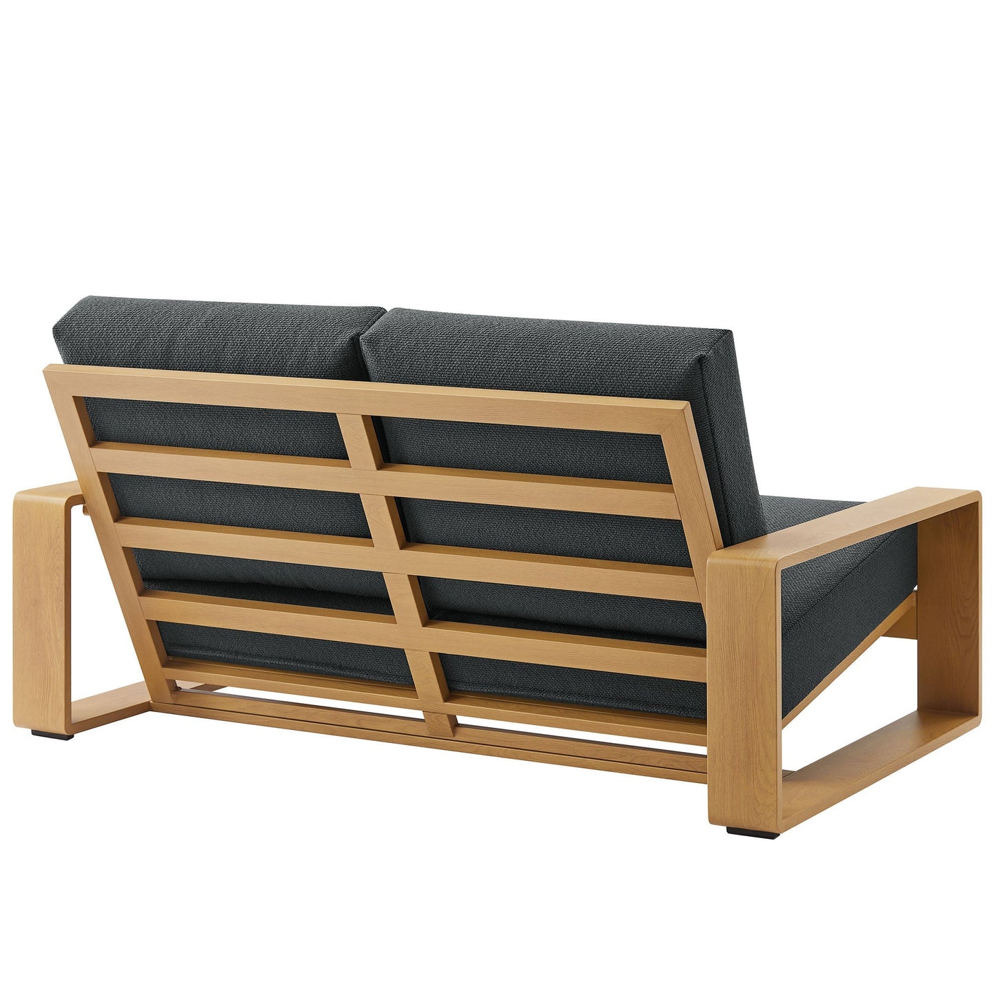 Lirienne Outdoor Aluminum Faux Wood Loveseat