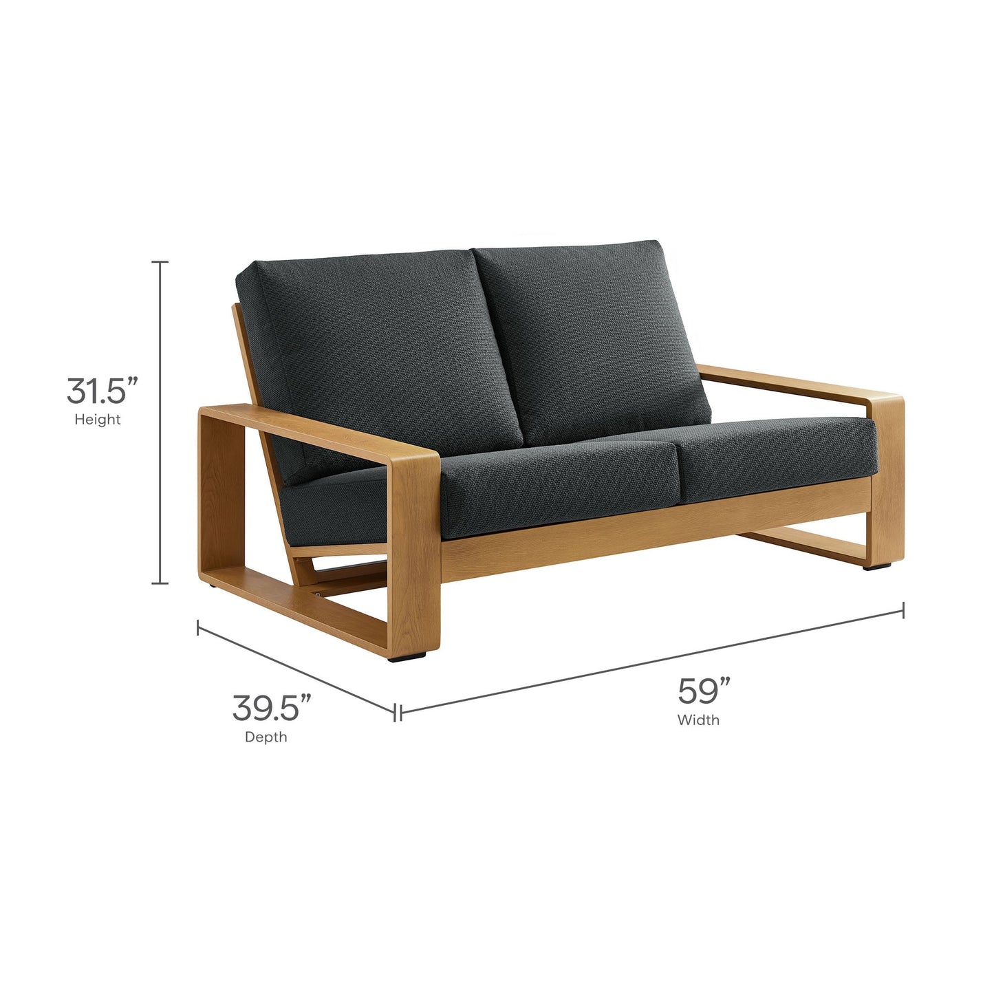 Lirienne Outdoor Aluminum Faux Wood Loveseat
