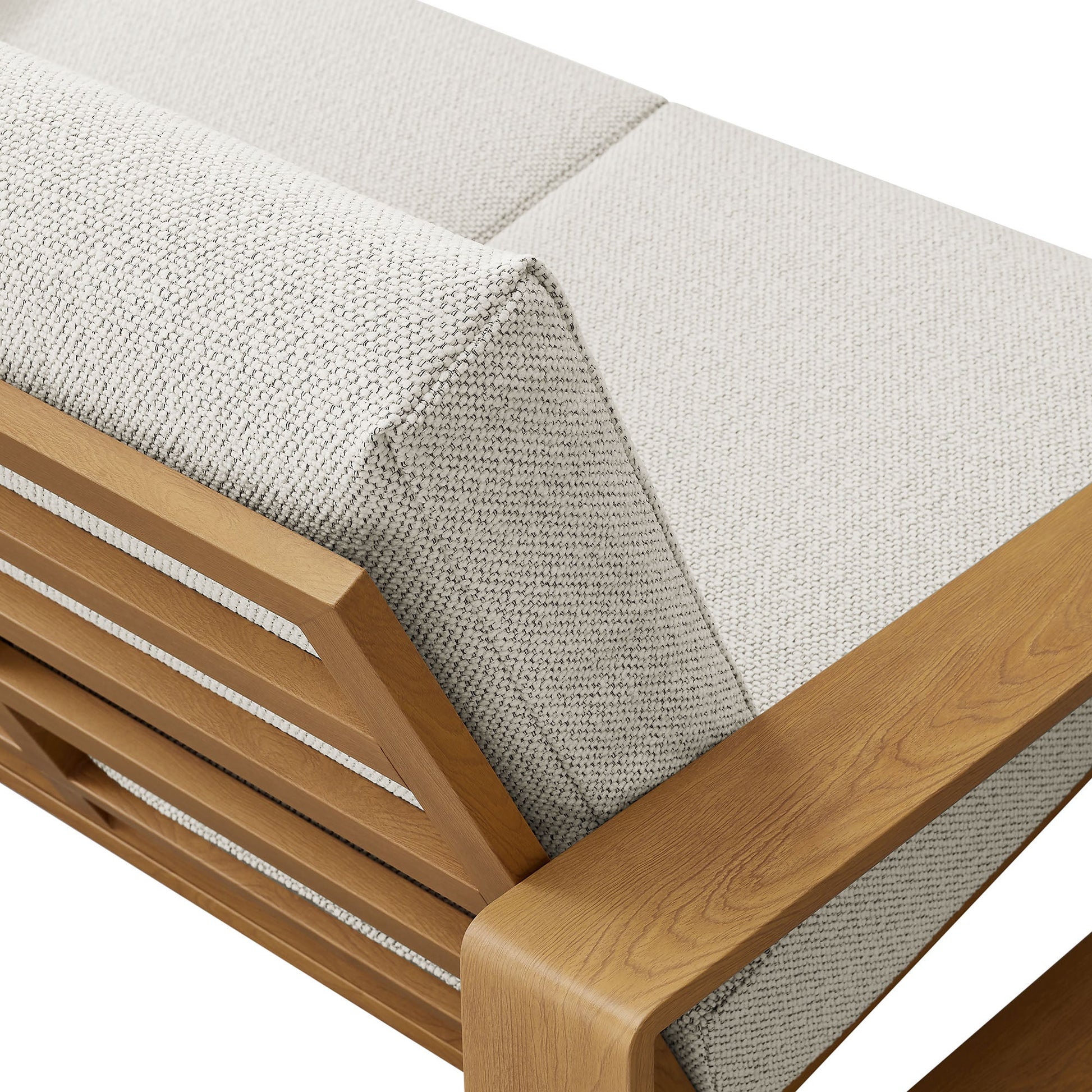 Lirienne Outdoor Patio Loveseat with beige woven fabric and faux wood aluminum frame by Modway on Tampa Home & Garden Store