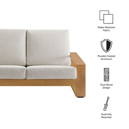 Lirienne outdoor patio loveseat with aluminum faux wood frame and beige fabric by Modway on Tampa Home & Garden Store