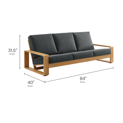 Lirienne outdoor patio sofa with aluminum faux-wood frame and dark gray cushions by Modway on Tampa Home & Garden Store