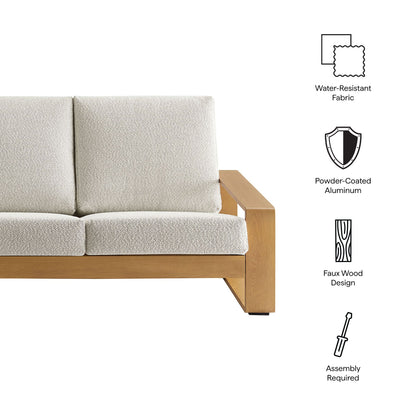 Modway Outdoor Sofa with Aluminum and Faux Wood