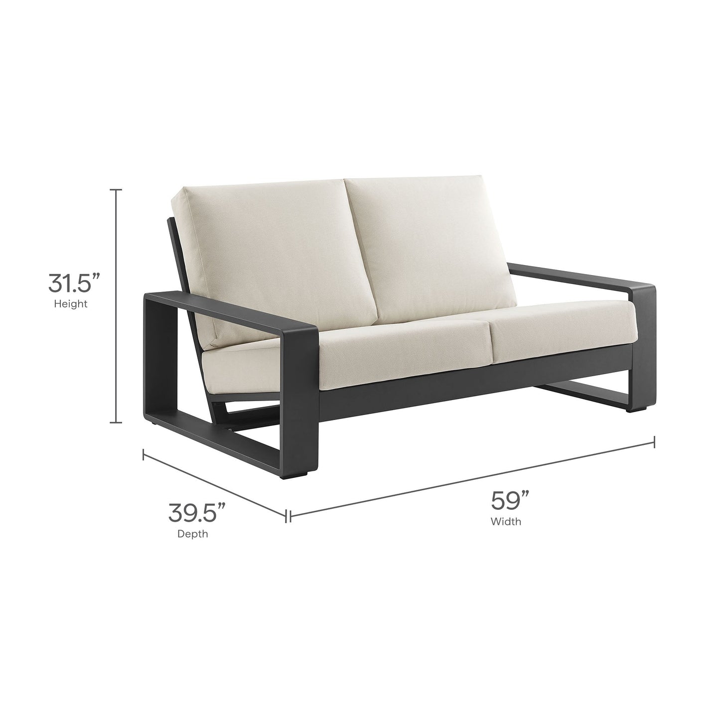 Lirienne and Modway Outdoor Aluminum Loveseat