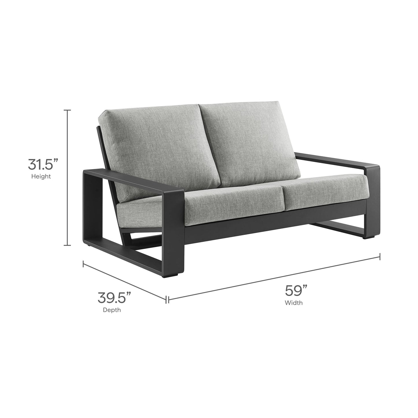 Lirienne and Modway Outdoor Aluminum Loveseat