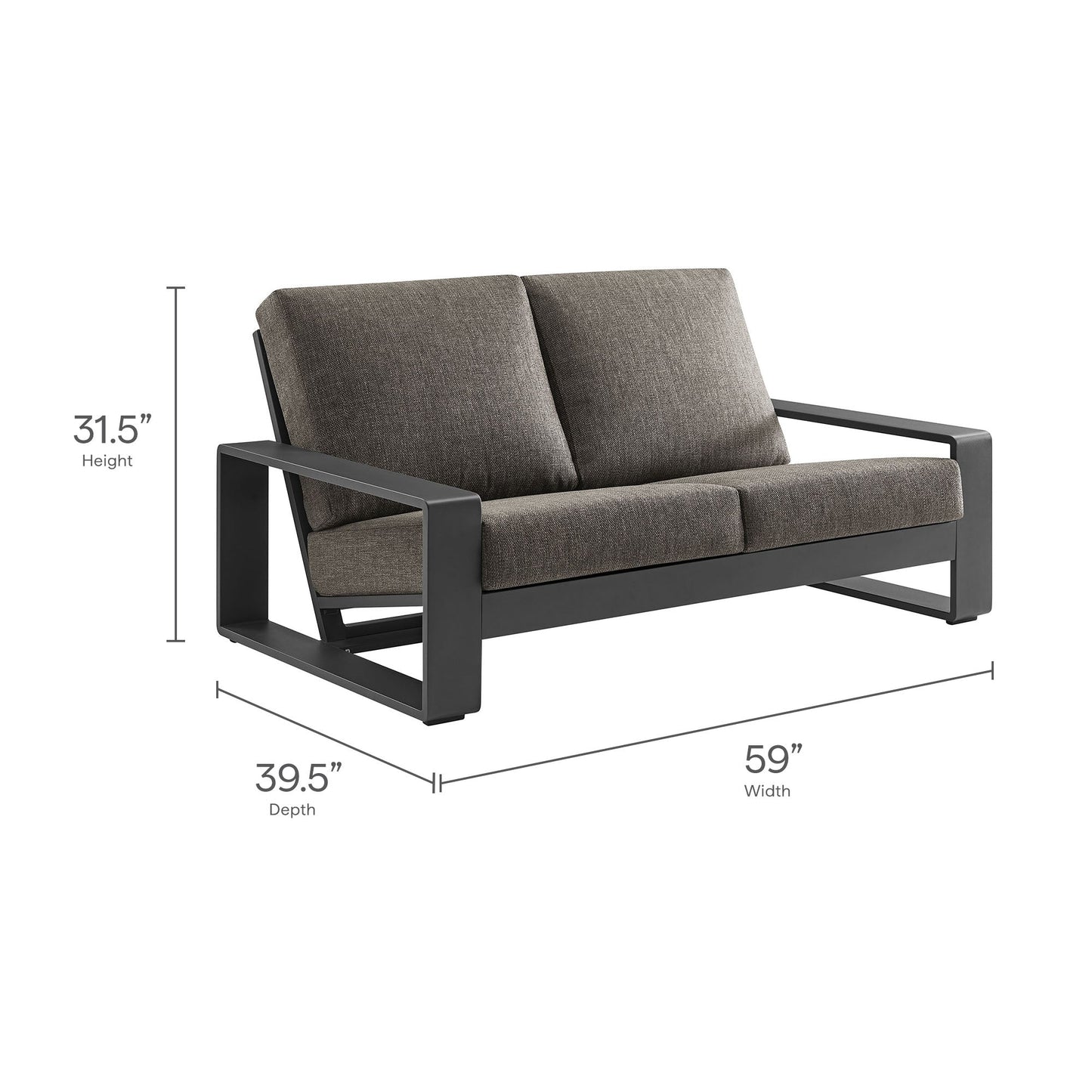 Lirienne and Modway Outdoor Aluminum Loveseat