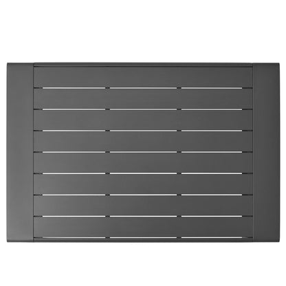 Lirienne outdoor aluminum coffee table dark gray with slatted panels on Tampa Home & Garden Store