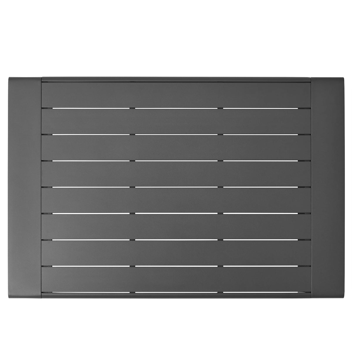 Lirienne outdoor sofa table panel in dark gray aluminum with horizontal slats on Tampa Home & Garden Store