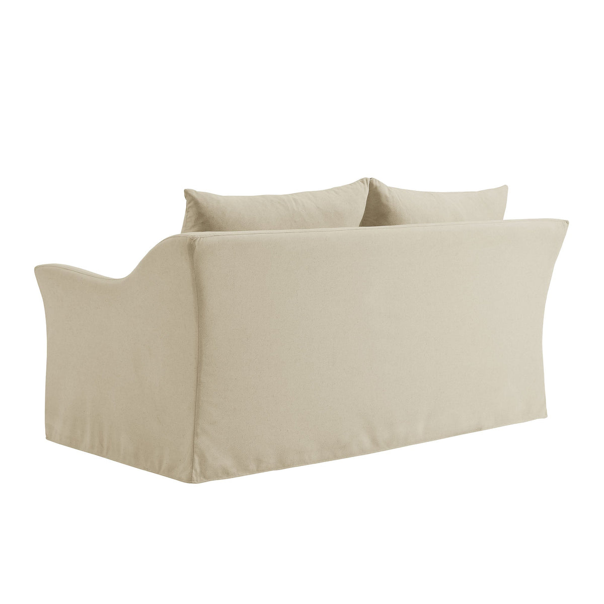 Somerset 70-inch linen-blend slipcovered loveseat beige with tailored cover on Tampa Home & Garden Store