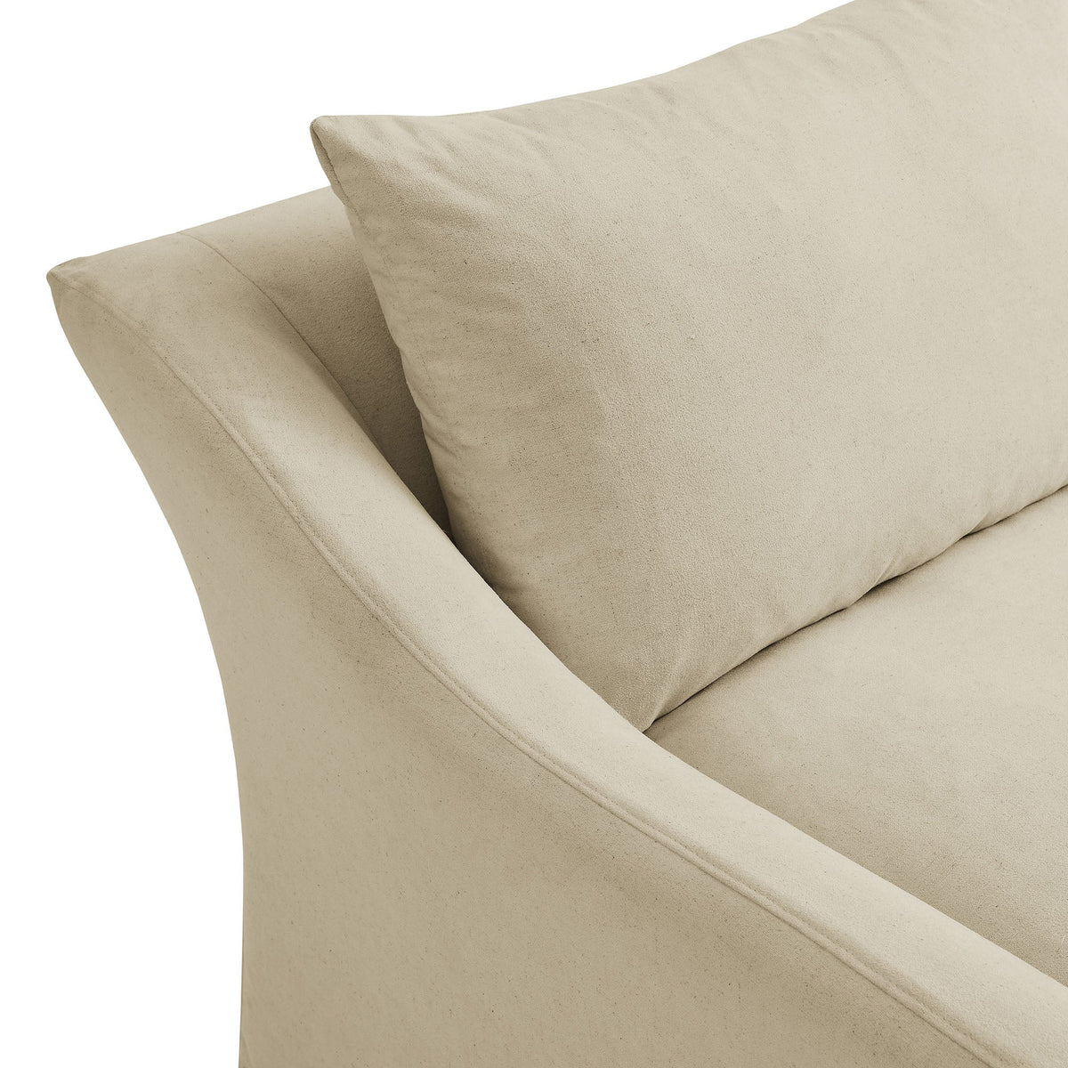 Somerset 70-inch Linen Blend Slipcovered Loveseat beige linen fabric close-up on Tampa Home & Garden Store