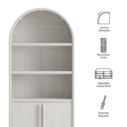 Bellamy Tall Arched Display Cabinet Bookcase by Modway in light wood grain finish on Tampa Home & Garden Store