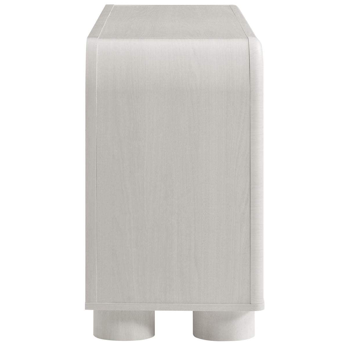 Bellamy Curved 4-Door Sideboard Cabinet in brushed stainless steel, living room storage on Tampa Home & Garden Store