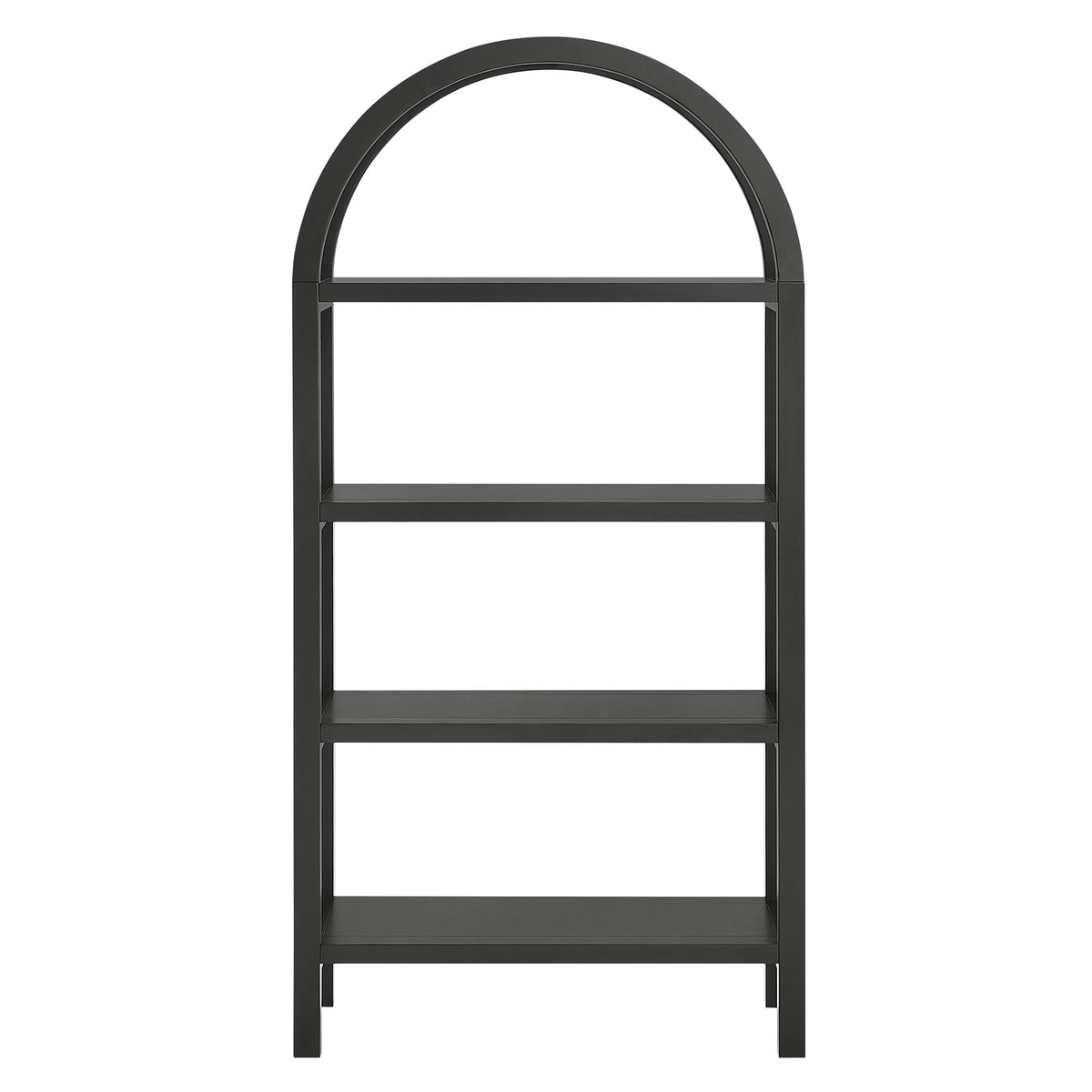 Vexley 60 Inch Arched Bookshelf by Modway; black metal frame with open shelves on Tampa Home & Garden Store