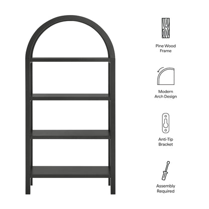 Vexley 60 Inch Arched Bookshelf by Modway, black metal frame with modern arch design on Tampa Home & Garden Store