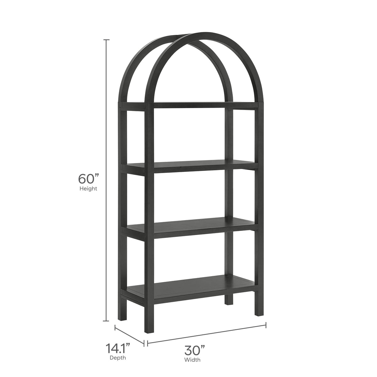 Vexley 60 Inch Arched Bookshelf black metal with open shelves HouseOfZazla on Tampa Home & Garden Store