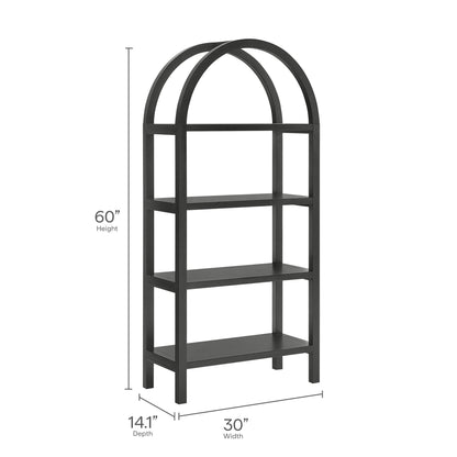 Vexley 60 Inch Arched Bookshelf black metal with open shelves HouseOfZazla on Tampa Home & Garden Store