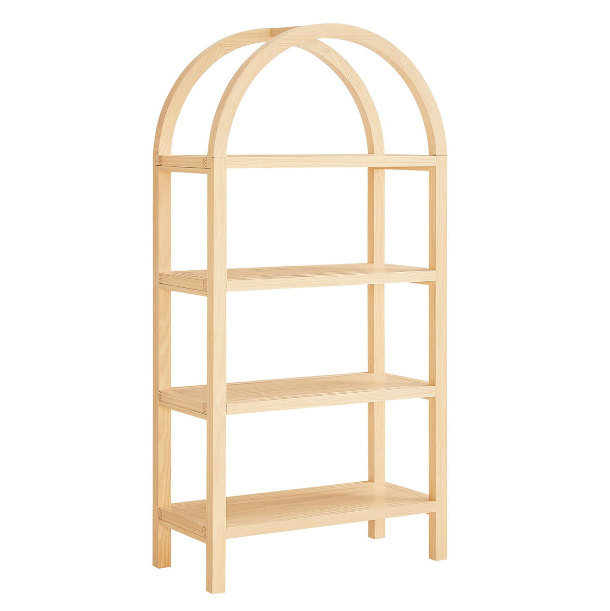 Vexley 60 Inch Arched Bookshelf by Modway, natural wood finish living room shelf on Tampa Home & Garden Store