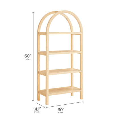 Vexley 60 Inch Arched Bookshelf natural wood finish by HouseOfZazla living room furniture on Tampa Home & Garden Store