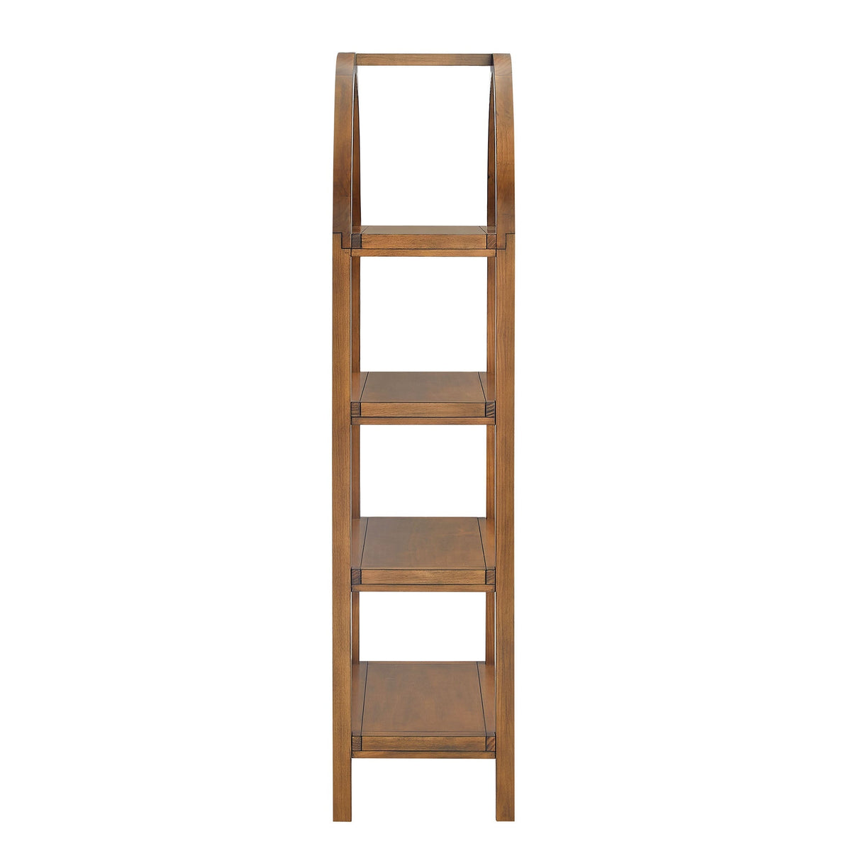 Vexley 60 Inch Arched Bookshelf warm brown wood finish with open shelves on Tampa Home & Garden Store