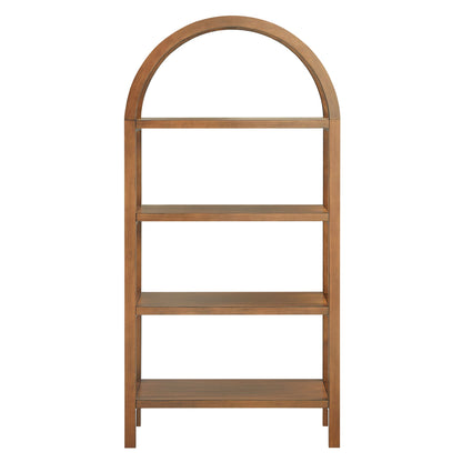 Vexley 60 Inch Arched Bookshelf wooden arched frame with 3 shelves in warm oak finish on Tampa Home & Garden Store