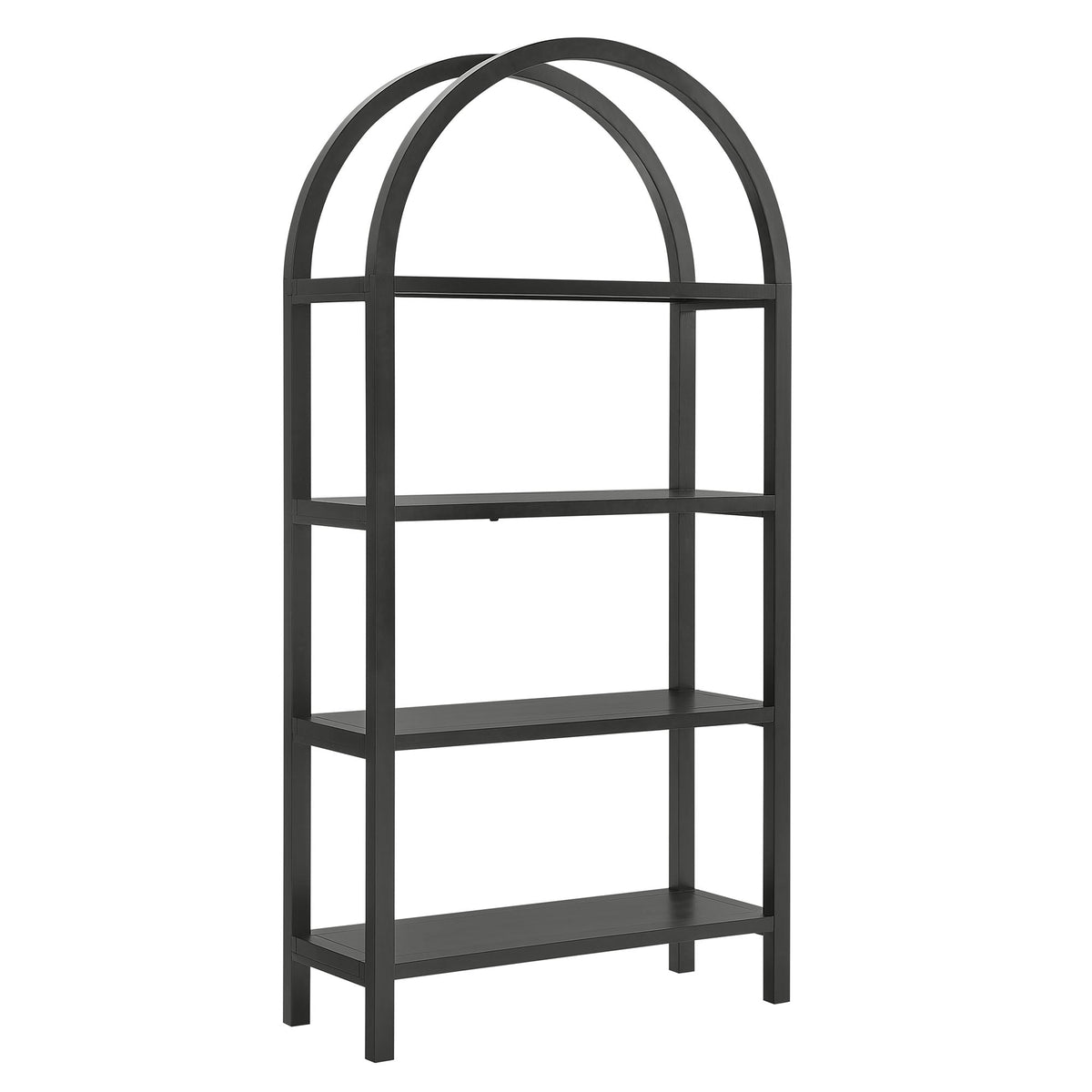 Vexley 72 Inch Large Arched Bookshelf black metal frame with open shelves on Tampa Home & Garden Store