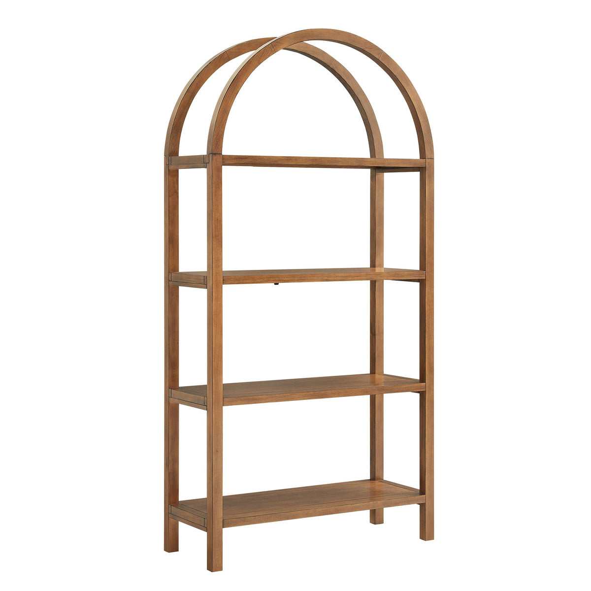 Vexley 72 Inch Large Arched Bookshelf warm brown wood arched top open shelves HouseOfZazla on Tampa Home & Garden Store